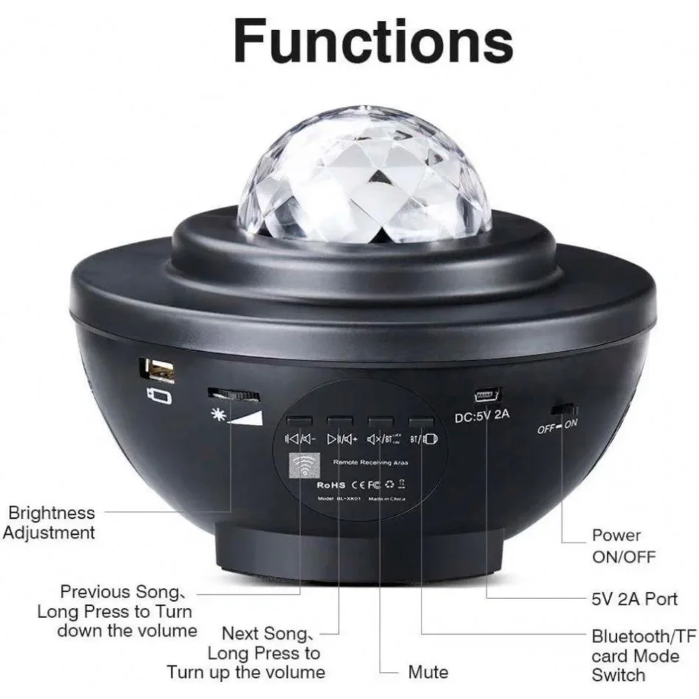 Projector Galaxy Starry Sky Night Light Ocean Star Party Speaker LED Lamp Remote
